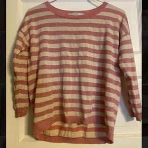 Pink & white stripped Loft sweater size XS
